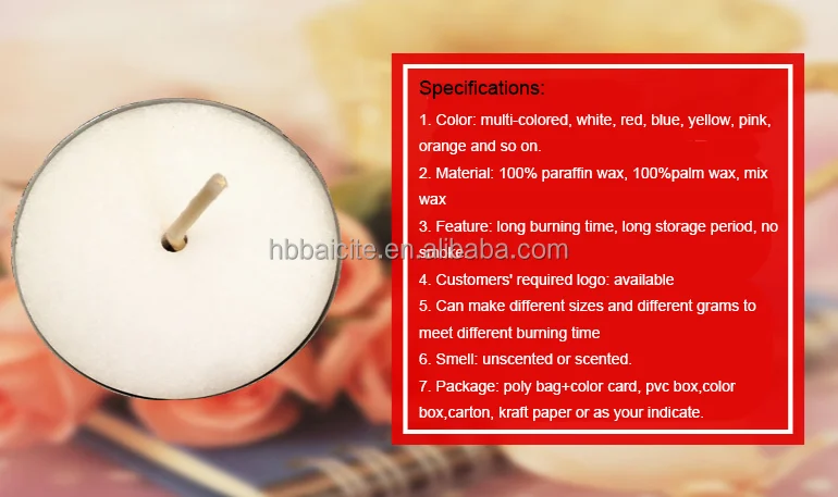 8-23g 100pcs/bag Round Shape Paraffin Soy Wax Scented Tea Light Candle