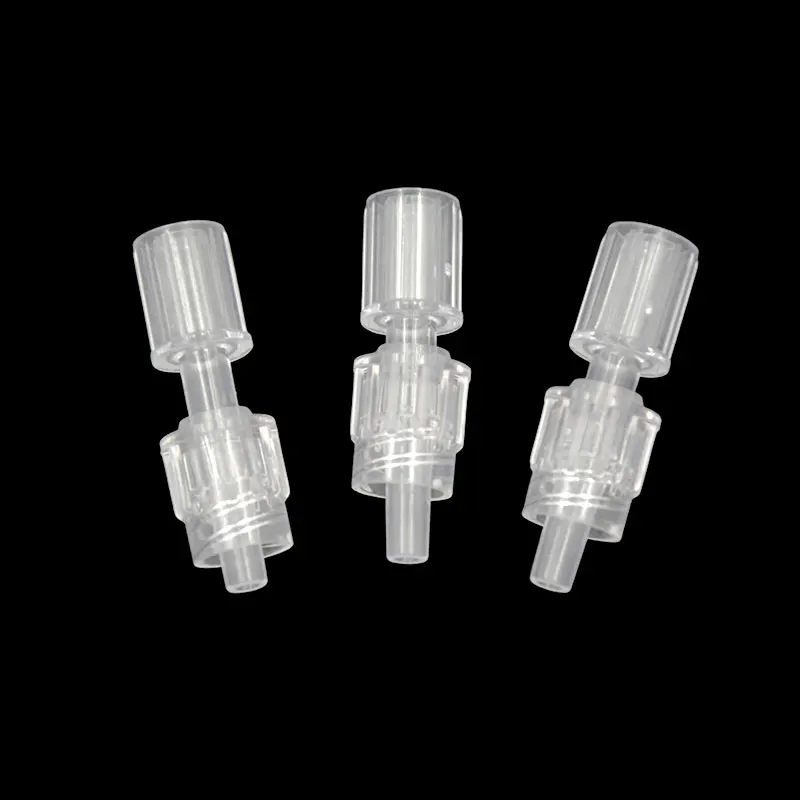 Undetachabe Rotating Male Luer Lock One Way Connector With Cover For OD 4.0mm Tube