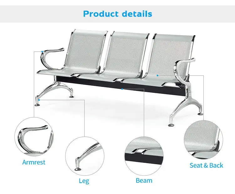 5-Seater Airport & Clinic Office Furniture Colorful Gang Chair for Waiting Areas Steel & Metal for Hospital Waiting benches
