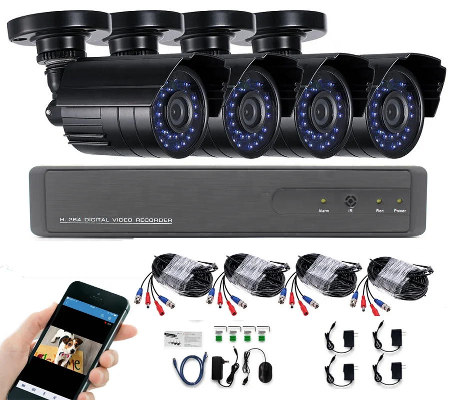4CH домашняя охрана ночного видения AHD DVR NVR CCTV камера комплект с 4 шт. Открытый водонепроницаемый H.264 720P камера