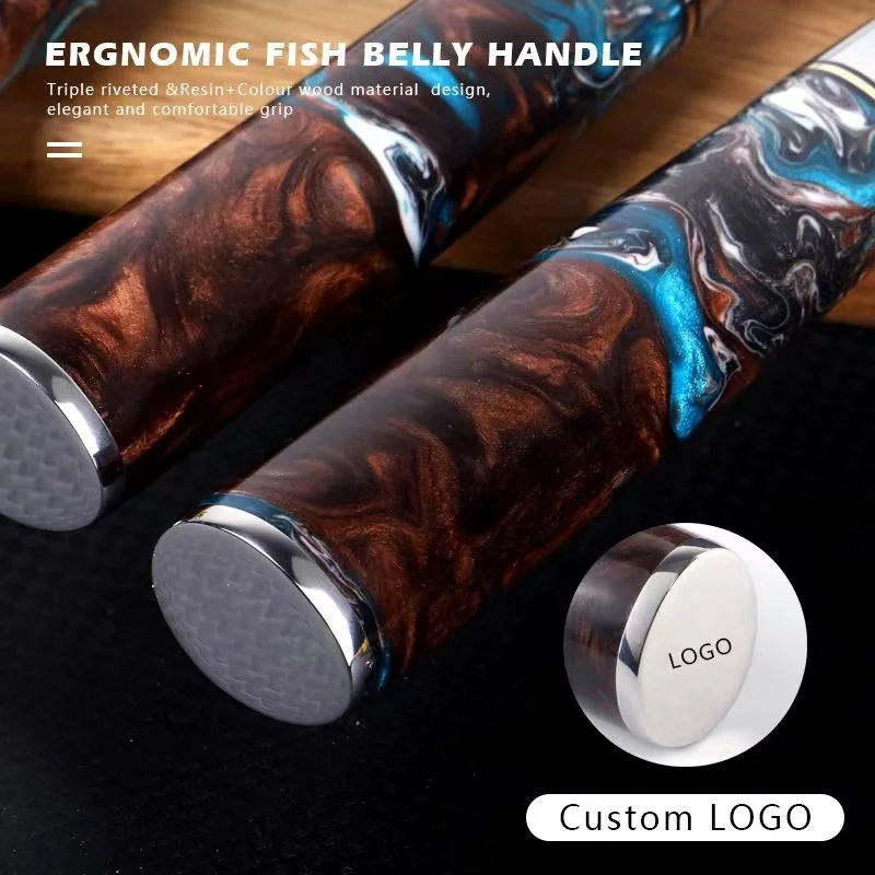 custom tactical Damascus stainless steel utility set  kitchen knife