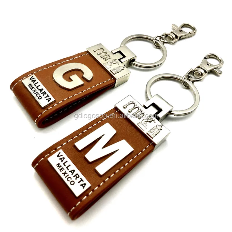 Promotion Souvenir Custom Letter Alphabet High Quality Leather Key Chain