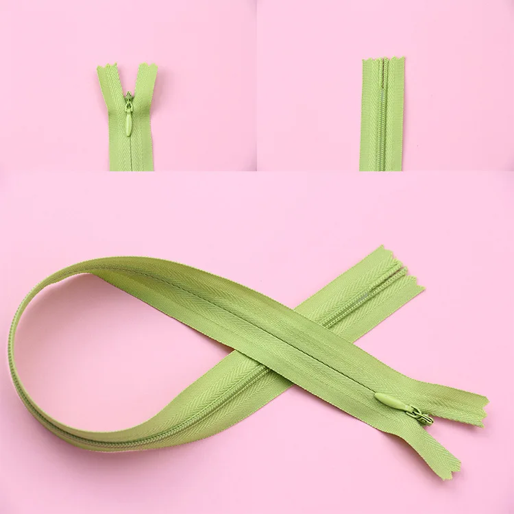 Custom Fabric Tape Nylon Invisible Zipper with Waterdrop Puller for Garment and Skirt