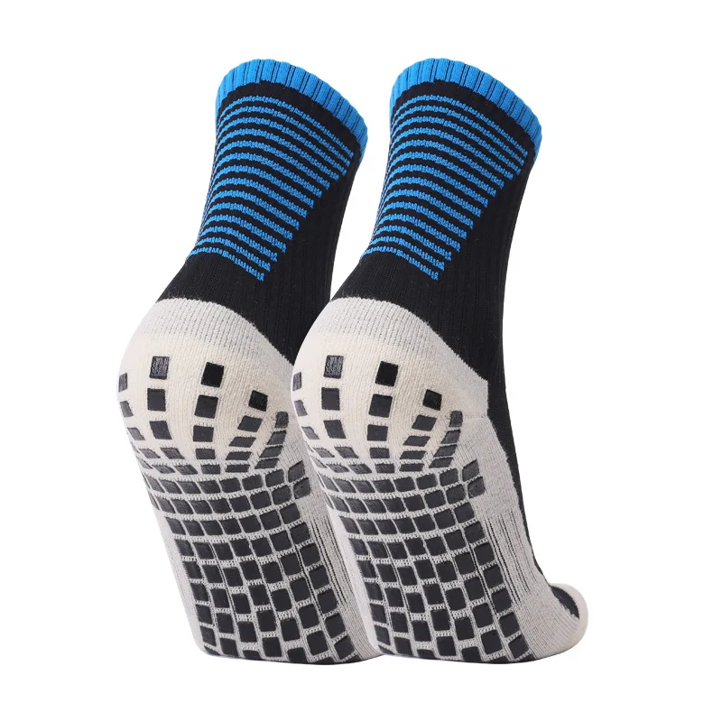 Hot sale custom knitted elastic silicon anti slip football socks soccer wholesale grip socks