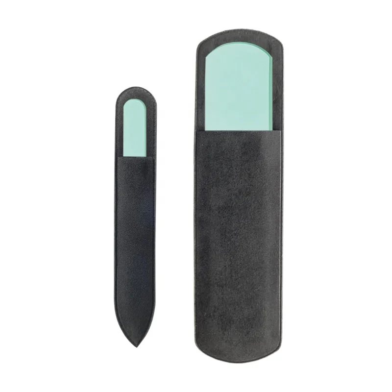 Premium 12cm Etched Glass Nail File 16cm Durable Glass Foot File with Velvet Sleeve