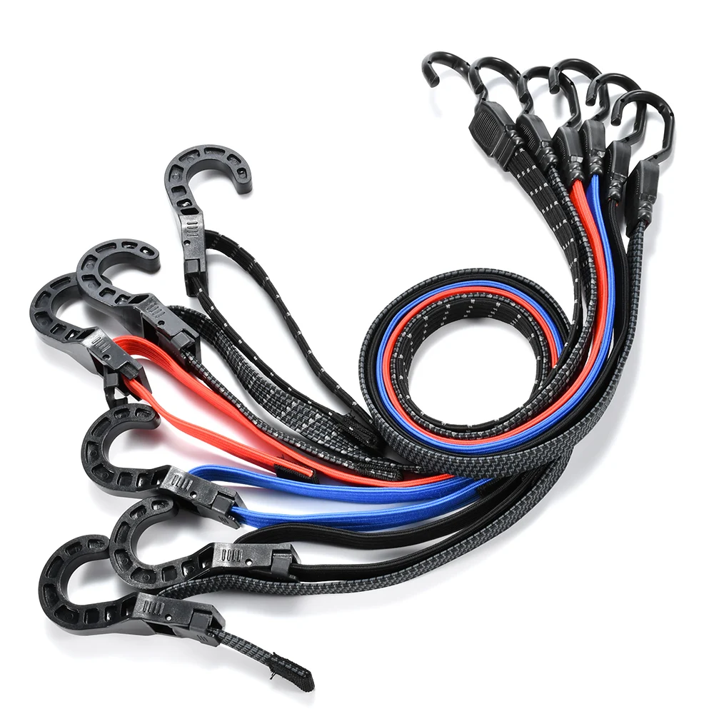 New Arrival 70kg Marine Grade Latex Heavy Duty Adjustable Wide Flat Bungee Cords with Hooks for Outdoor  Equipment