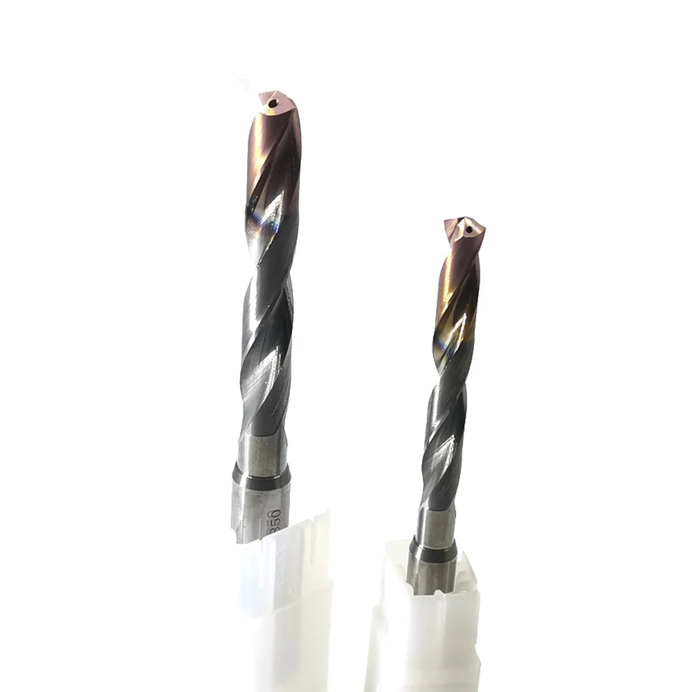 WXSOON Precision 3 Flutes Internal Coolant 3D Tungsten Carbide Drill Bits For Hardened Steel CNC Machining Center