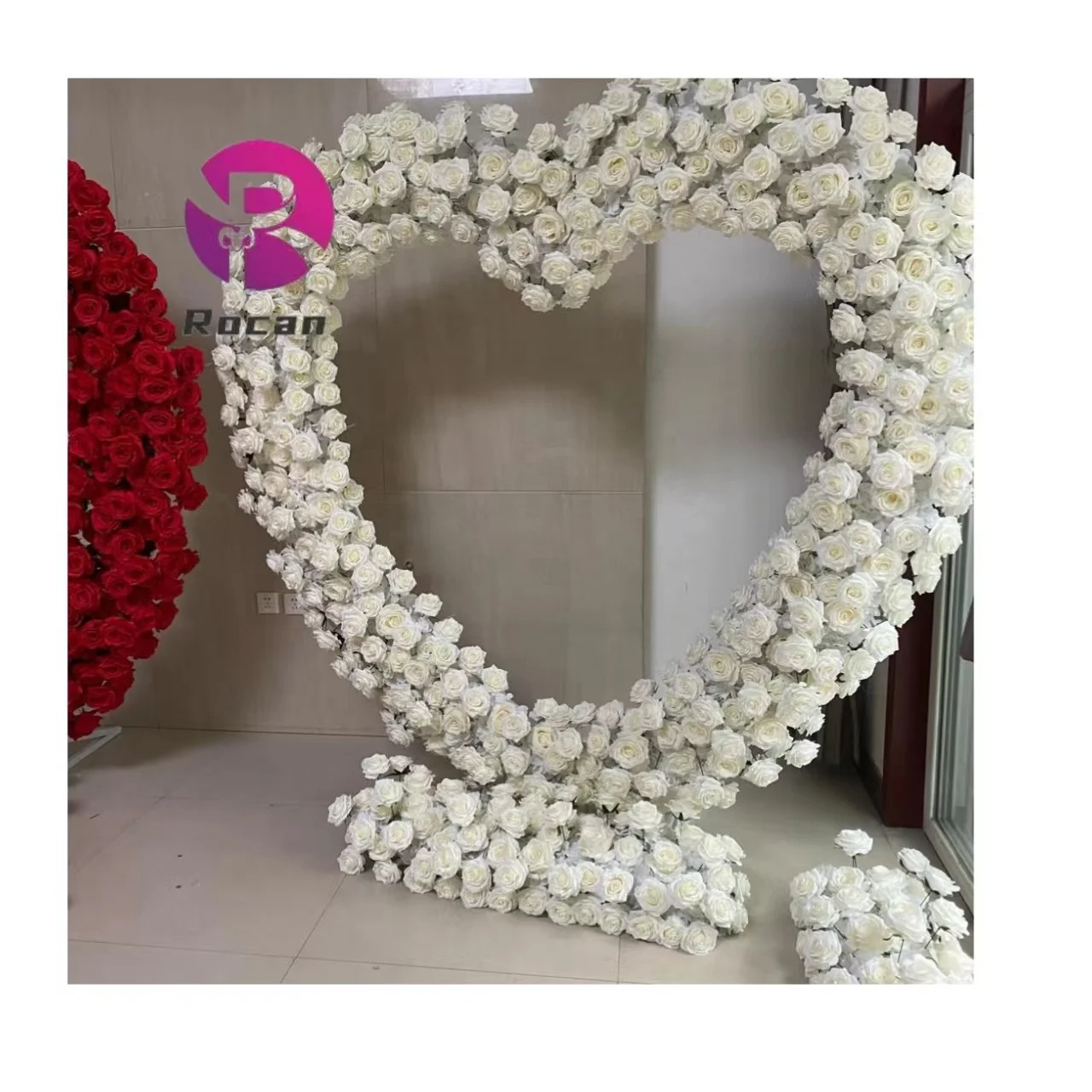 Wedding proposal decor mariage artificial Rose hydrangea heart shaped arch flowers for Decoration Wedding