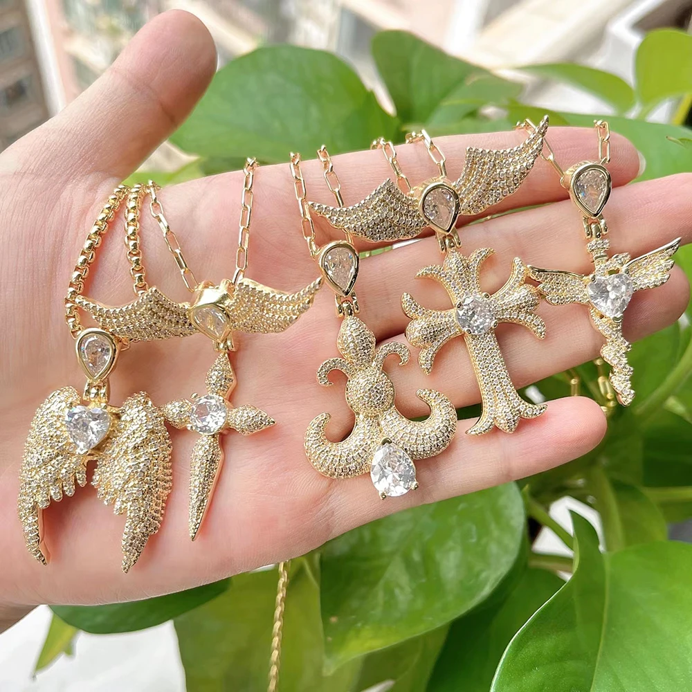 Dazzling zircon cross pendant necklace