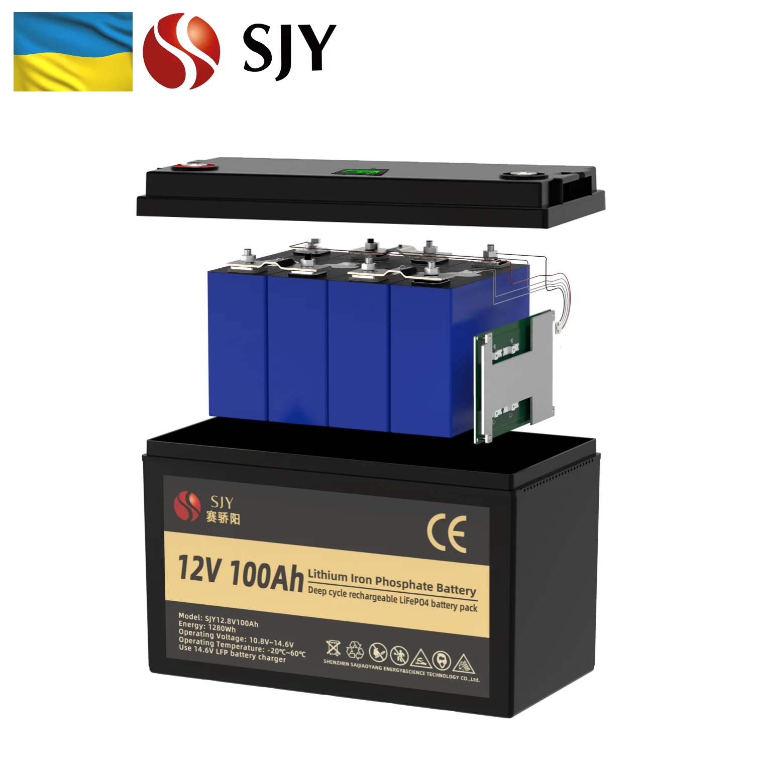 SJY Ukraine Store 12V 24V 48V 100AH 200AH LiFePO4 литий-железо-фосфатная батарея для бытовых солнечных панелей/инверторных систем