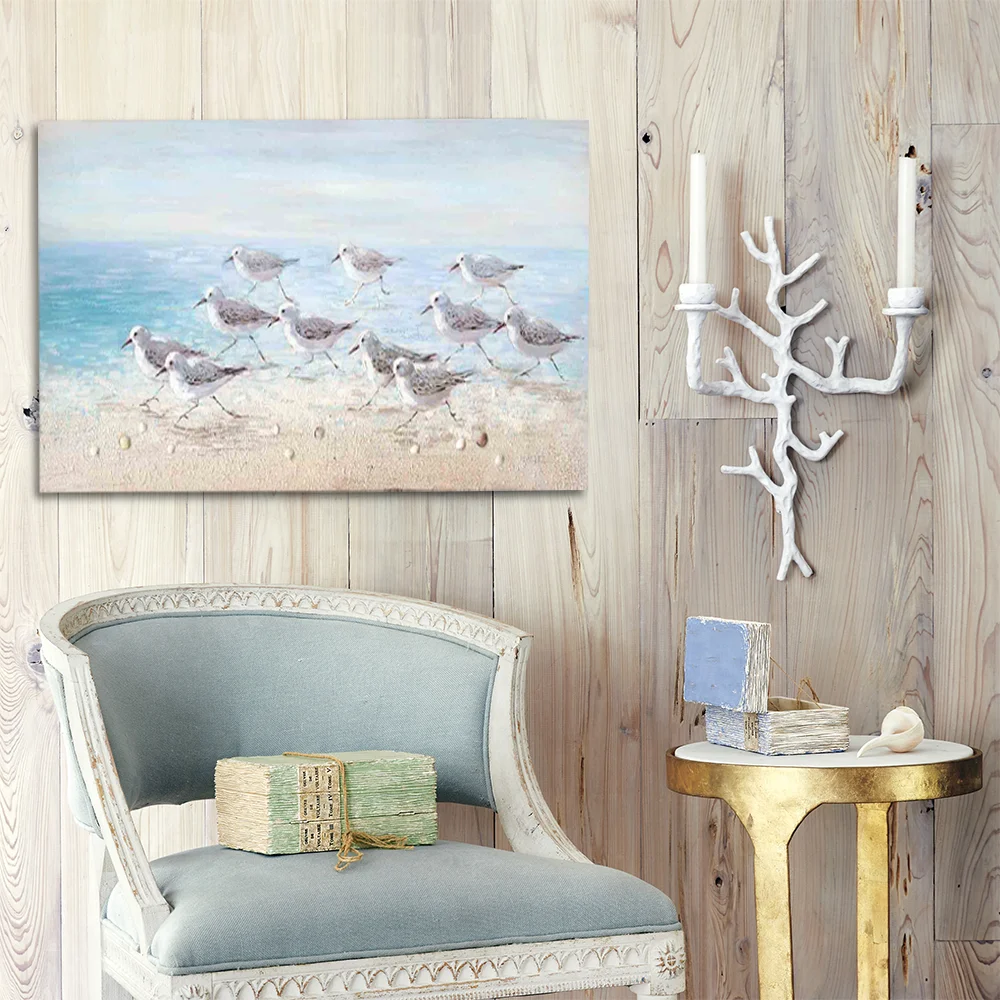 Artree новый дизайн холст ручная роспись птица на пляже морской пейзаж Искусство для домашнего декора современный пейзаж масляная живопись настенное искусство