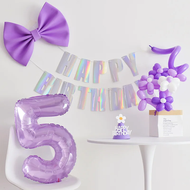 Princess Girl Birthday Party Wedding Decorations Anniversary Decor 32inch Purple Number Foil Balloons Figure Helium Balloon