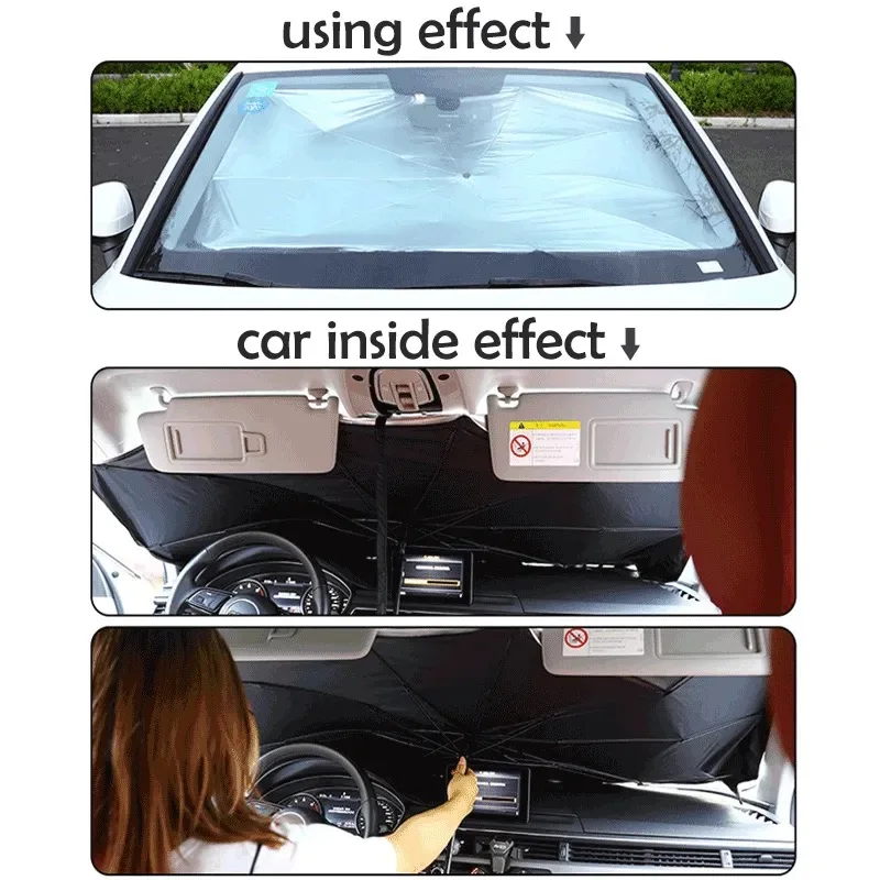 New Factory custom logo folding Anti-UV Car Front Windshield windscreen Sunshade Umbrella Interior Sun Shade Parasol Cover
