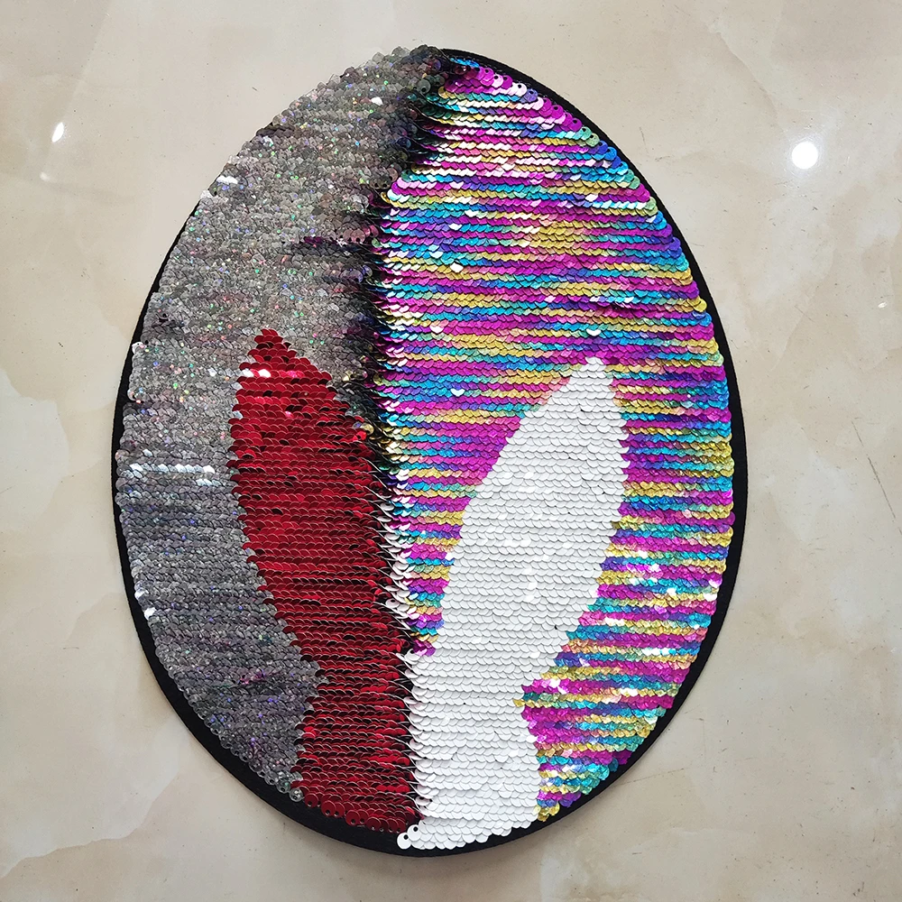 Factory Custom wholesale easter Embroidery glitter reverse sequins Egg Iron On Patches For Clothing Clothes