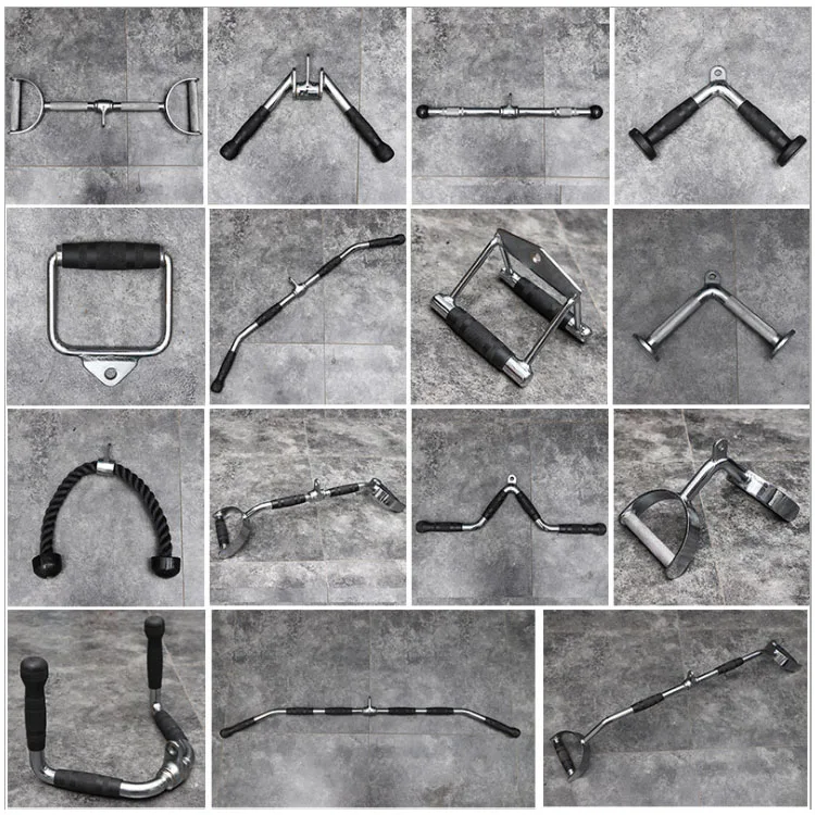 Tricep Press Down Bar, V Bar Cable Attachment, Heavy Duty Steel with Non-Slip Rubber Grip