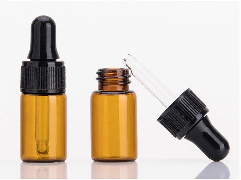 Empty refillable mini cobalt blue clear amber 1ml 2ml 2 ml liquid oil Skin Care Serum glass dropper bottle with long pipette