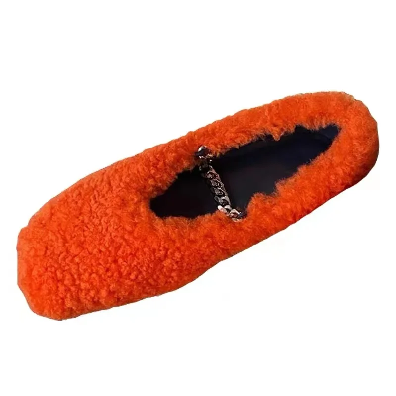 
Flat-heel for Ladies Real Lambs wool Fur Shoes Women Fashion Outdoor For four seasons 