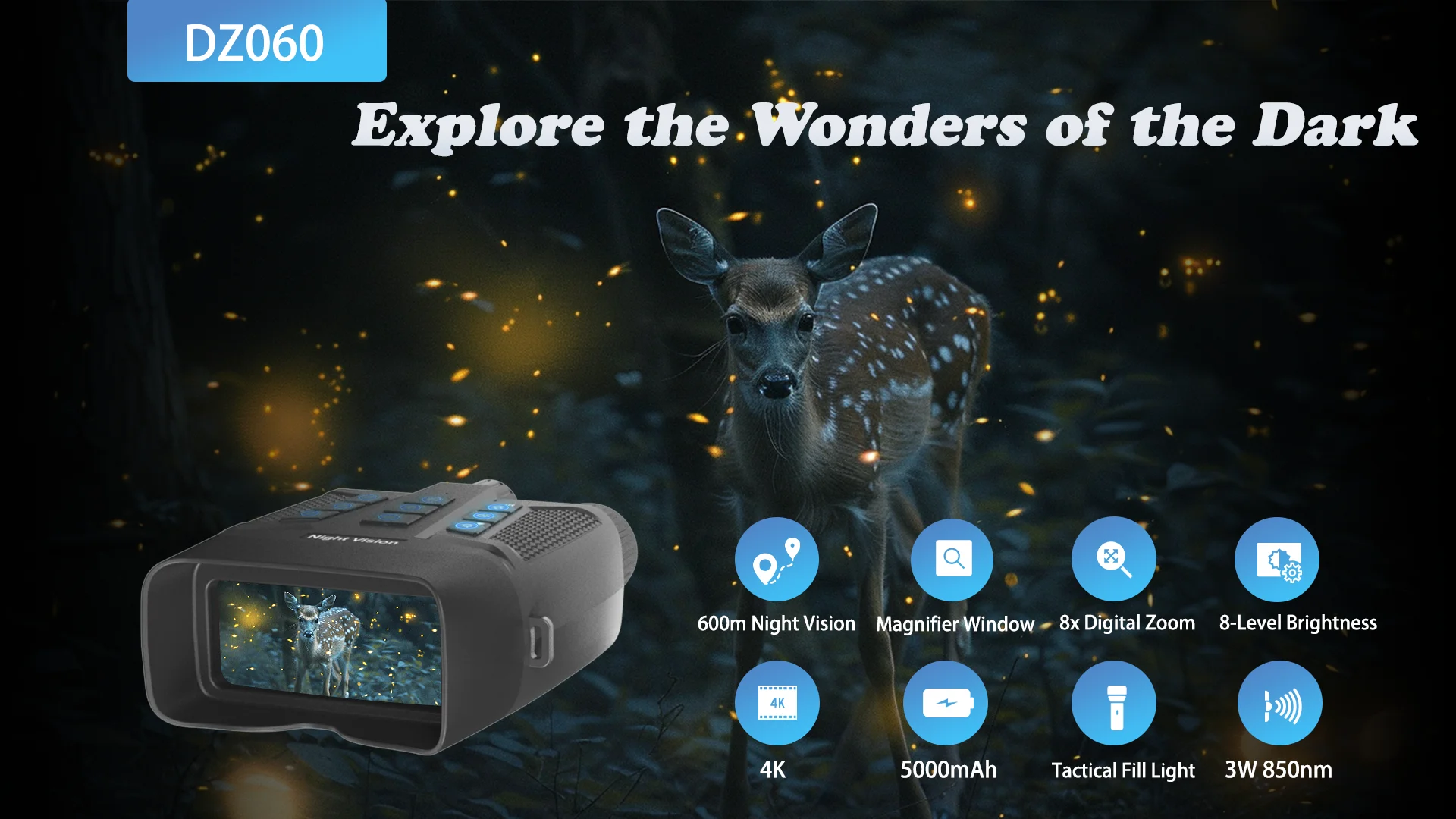 Large built-in Screen Night Vision Goggles 4K Night Vision Binoculars for Adults 5000mAh Battery Binocular Night Vision