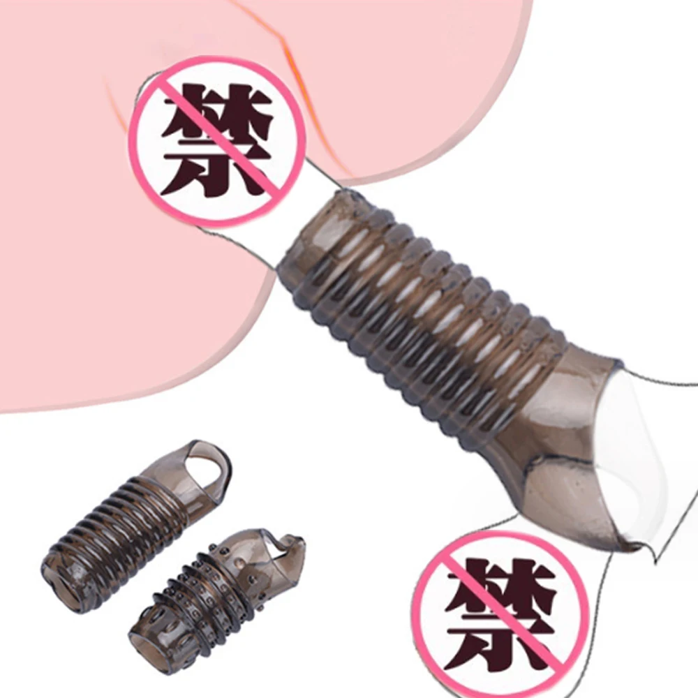 2pcs/set Soft Reusable Penis Enlargement Silicone Sleeve Sex Toys Male Delay Ejaculation Cock Rings for Men