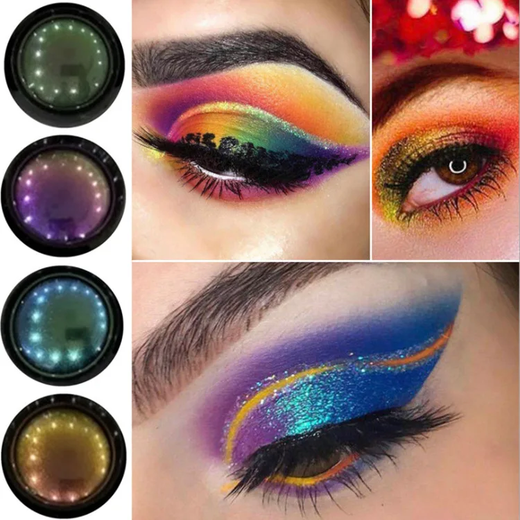 SENKA High Pigment Eye Shadow Holographic Glow Shimmer Chrome Pressed Eyeshadow Pigment Chameleon Makeup Private Label