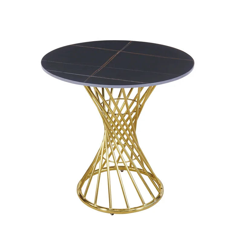 black marble top metal legs round coffee table side table