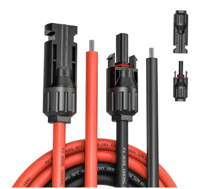 10AWG 6mm2 10/1 метр солнечная панель удлинитель Rede & Черный Солнечный Кабель PV кабель провод медный проводник XLPE куртка