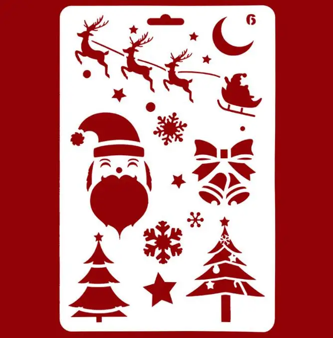 HY Christmas Pine Tree Jingle Bell DIY Layering Stencils Painting Scrapbooking Stamping Embossing Decorative Template