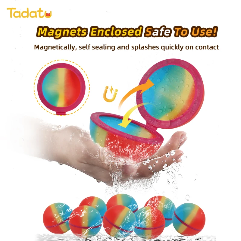 12pcs Pack Self Filled Magic Eco Unbreakable Water Balloons Splash Ball Self Sealing Silicone Magnetic Reusable Water Balloons
