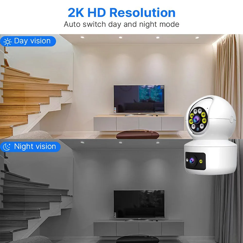 WIFI Baby Camera Hot Selling Dual Lens Wireless Indoor Security  360 Degree 1080P Auto Tracking Smart IP CCTV PTZ Camera