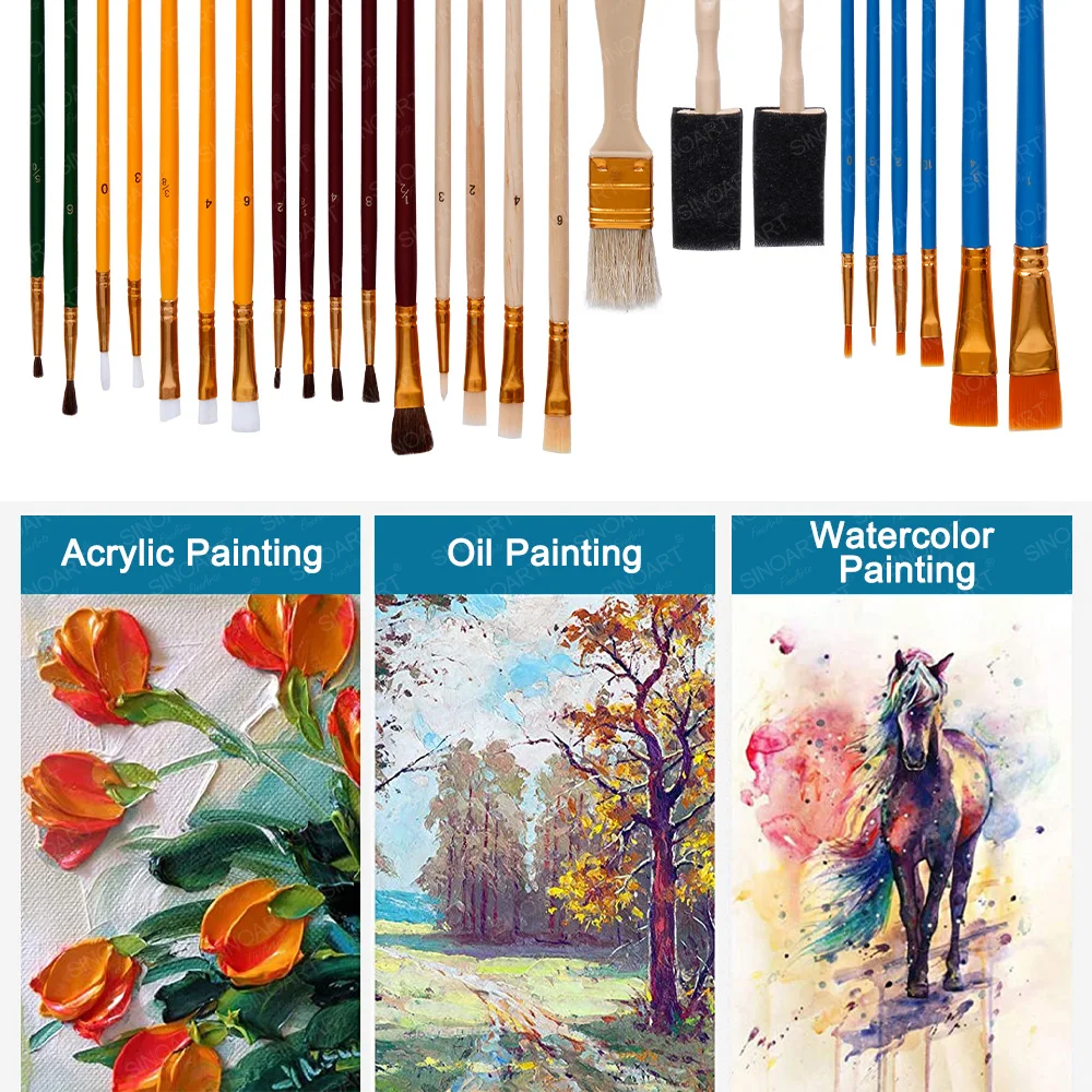 SINOART IN STOCK 25 brushes painting set cost-effective art brush set for artist materials