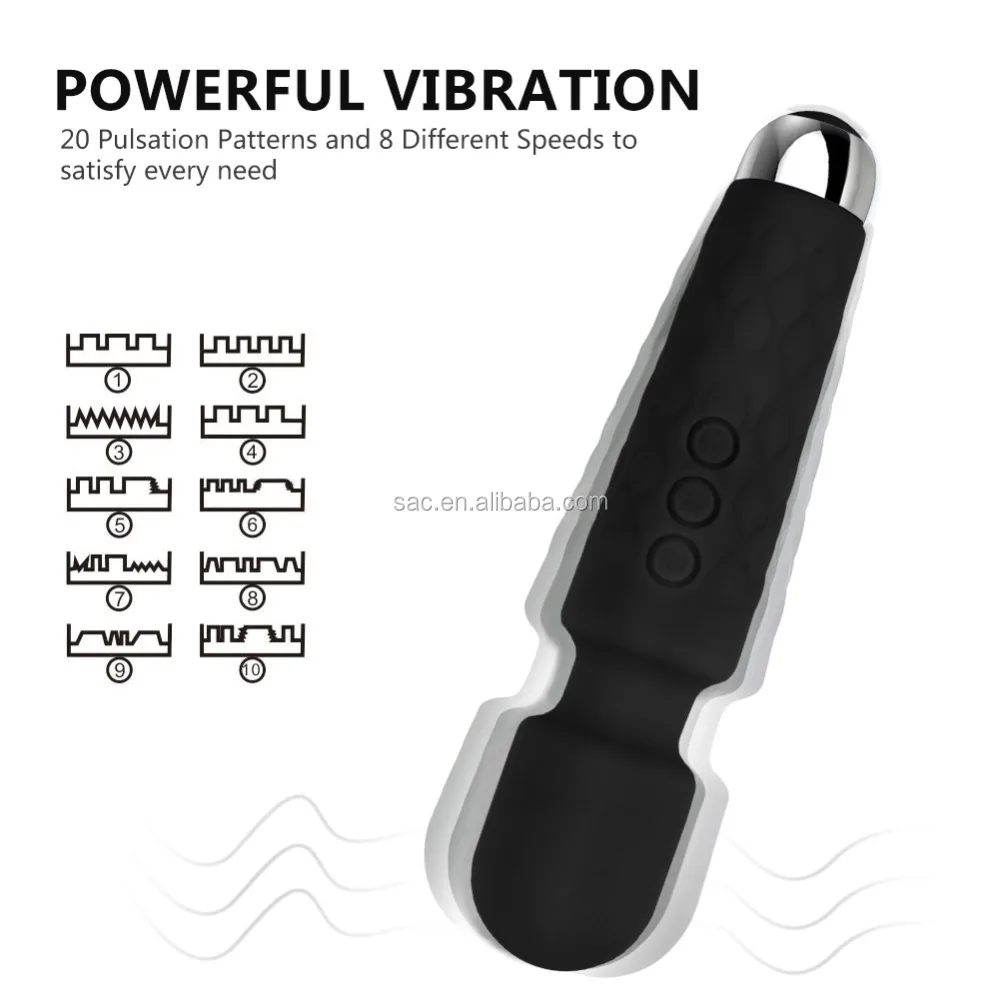 SacKnove 8 Speed 20 Frequency Powerful Usb Mini Silicone Vibrating Body Massager Dildo Sex Toy AV Stick Wand Vibrator For Women