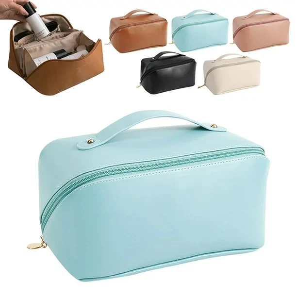low moq PU leather small pouch women travel makeup brush set with cosmetic bag waterproof toiletry wash for beauty products
