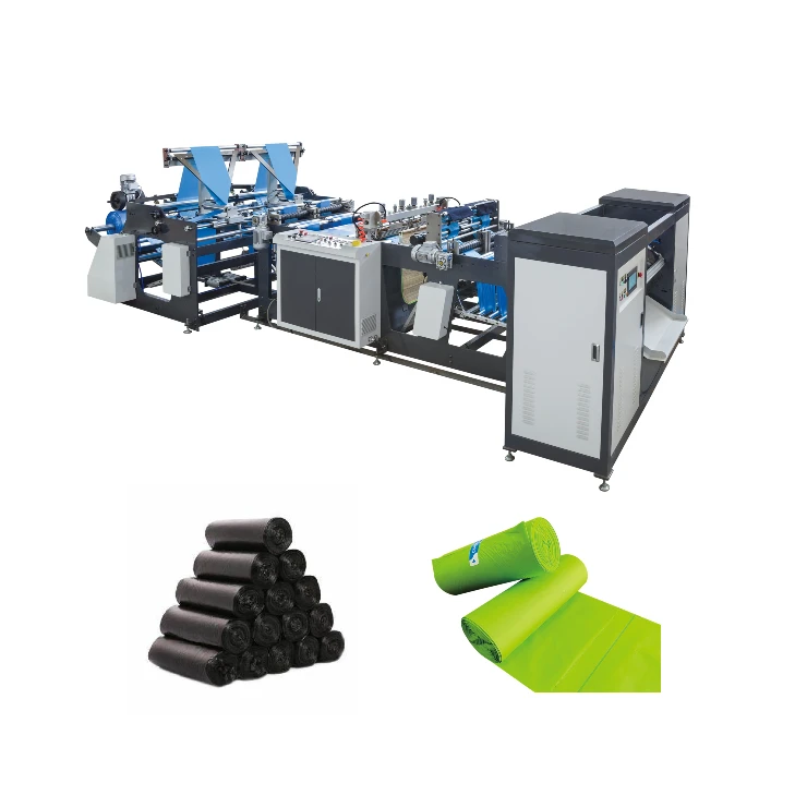 Fully automatic 2 lines coreless star seal, flat seal garbage bag roll making machine trash bin bag machine