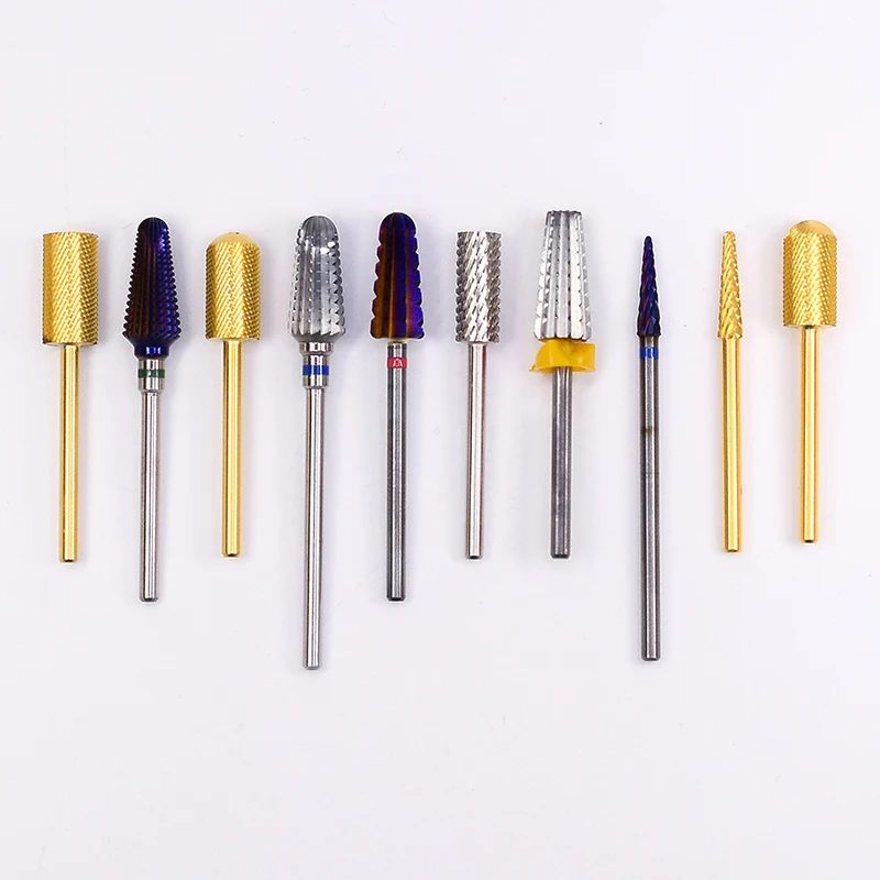 Large Small Barrel Smooth Rounded Top Nail Drill Bits Box Custom Logo Tungsten Carbide Nail Drill Bit With Plastic Case