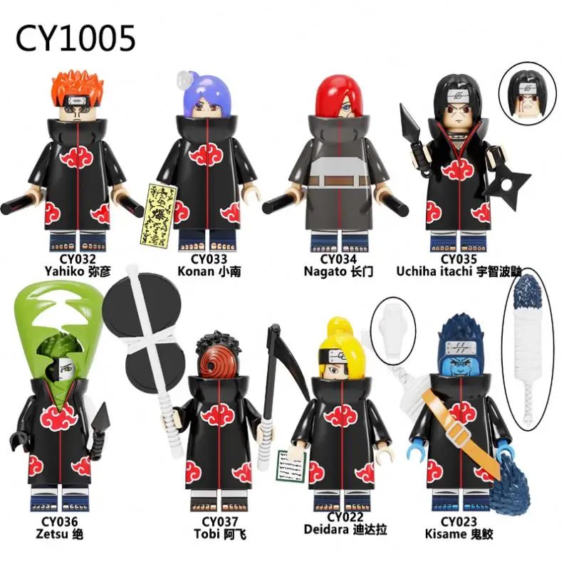 CY1005 Japanese Anime Hidan Uchiha Zetsu Yahiko Kabuto Konan Tobi Mini Action Model Building Block Figure Educational Kids Toy