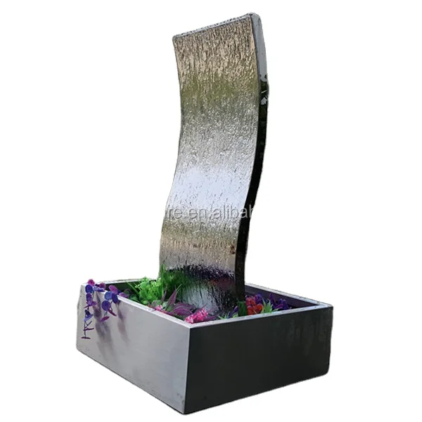 Customized S style mirror stainless steel waterfall fountain for outside decoration water spillway