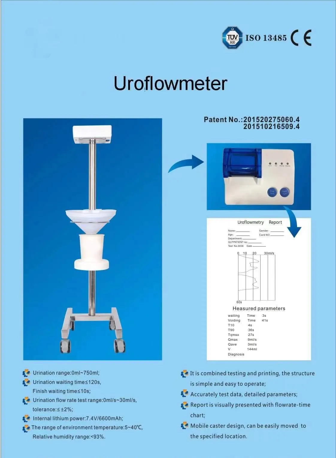 Intelligent Uroflowmeter Urine Flow Meter Electro Uroflowmetry Medical Equipment Machine Urology Uroflowmeter Surgical Drapes