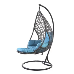 JIAHE living room bedroom balcony wicker metal swing chairs with foldable foot rest for indoor outdoor