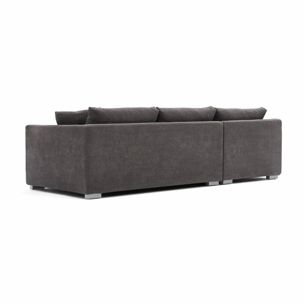 Modern L Shape Grey Velvet Fabric Modular Sectional Sofa for Living Room