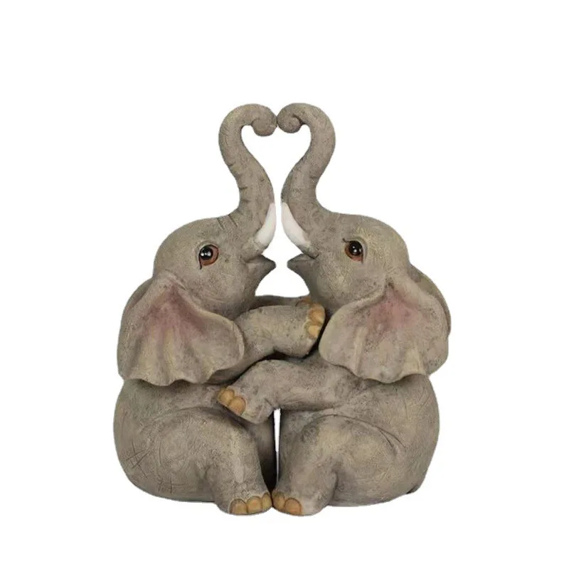 Cute Animal Love Couple Penguin Figurine Miniatures Room Decoration Elephant Bunny Cuddling Pair Figurines Statue Home Decor
