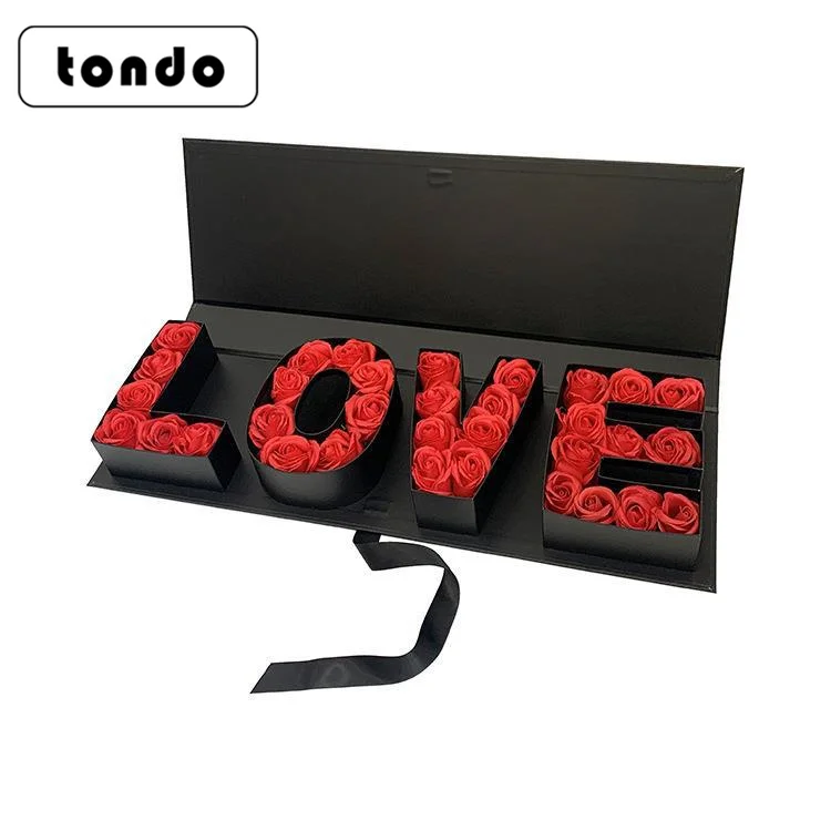 Tondo Fillable Chocolate Sweet Packaging Cardboard Letter I Love You Shaped Gift Box For Flower Strawberry