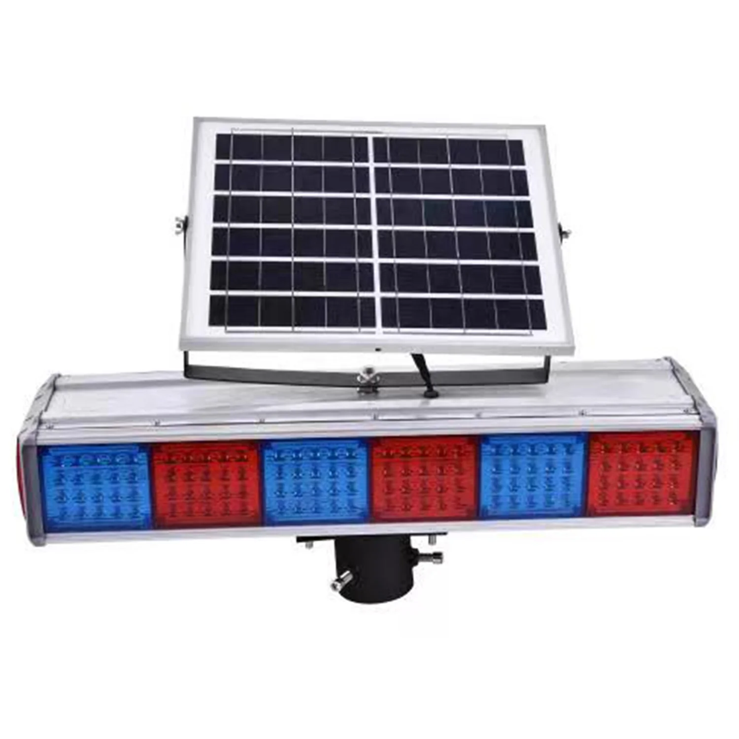 4 Sets Red And Blue Road Work And Emergency Road Safety Automatic Led Solar Warning Light