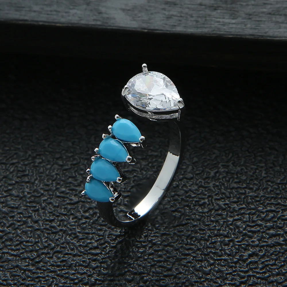HIBRIDE New Korean Zircon Multicolor Engagement Wedding Rings for Women Bridal Party Accessories Finger Ring bijoux femme R-287