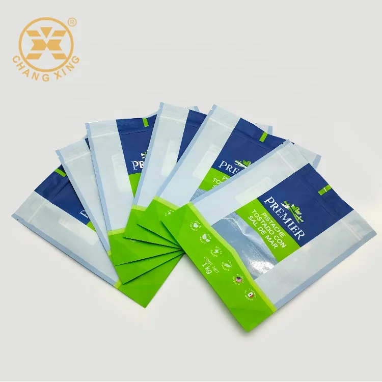 Custom Logo Printed Stand Up Plastic Pouch Food Packaging Zip Lock Ziplock Standing Doypack Bag With Windows For Nu