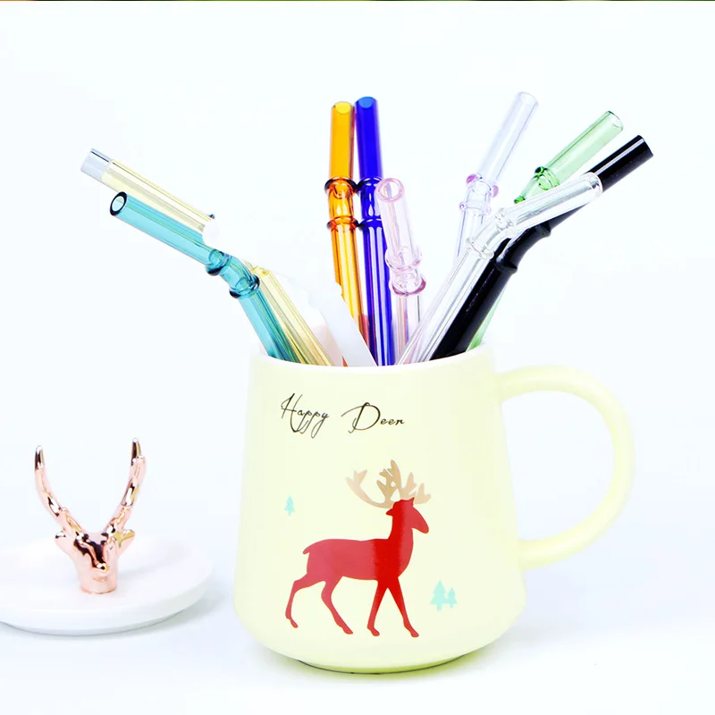 Creative Color High Borosilicate Glass Bamboo Joints Shape Reusable Straws Water Pipes Used For Hot And Cold Drinks