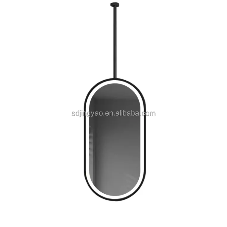 Customized Smart Bathroom shatterproof tempered mirror Oval Shaped Fogless Touch Screen LED mirror