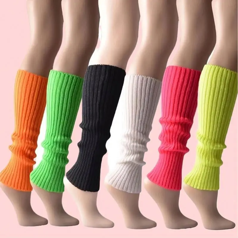 Wholesale Winter Thermal Knit Leg Warmer Socks For Girls/Women Rainbow Color Striped Toeless For Storage Zipper Closure