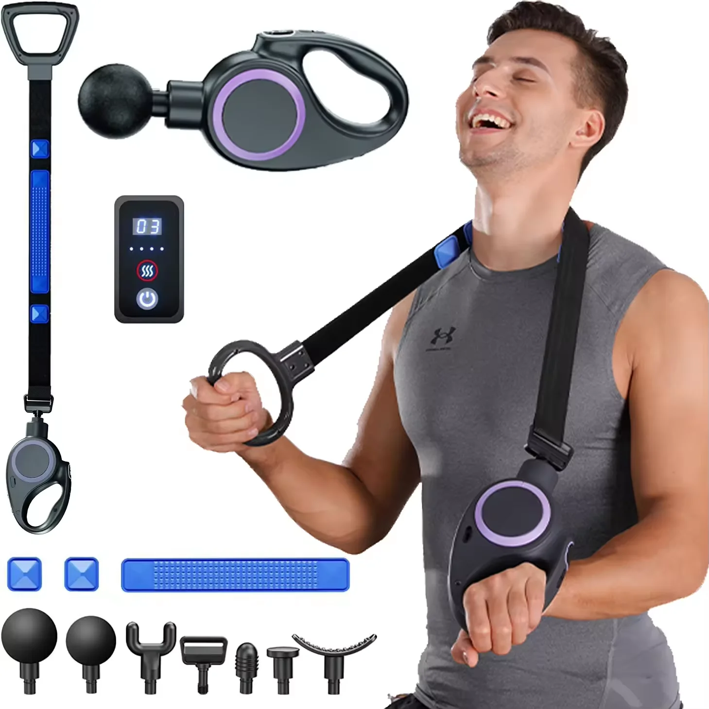 Best Sell Portable Lightweight Deep Tissue Percussion Muscle Sex Toy Super Mini Massage Gun With 7pcs Massage Head