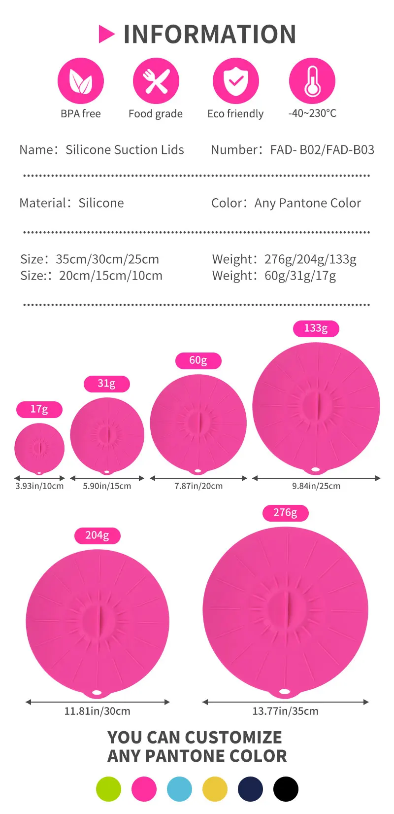 Silicone Lids Microwave Splatter Cover fits Cups Bowls Plates Reusable Heat Resistant Food Suction Lids