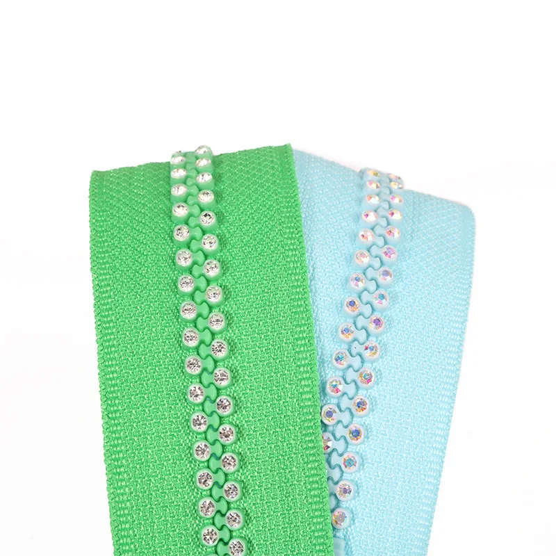 3 #5 #8 # алмазная застежка-молния, двухрядная застежка-молния с цветным хвостом из смолы, застежка-молния с зубцами, закрытая цепочка для одежды